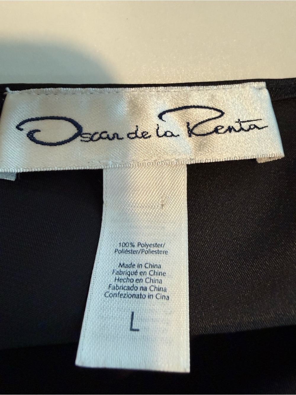 Oscar de la Renta Black Satin Slip Gown Dress Lace Hem Size L - Picture 2 of 6